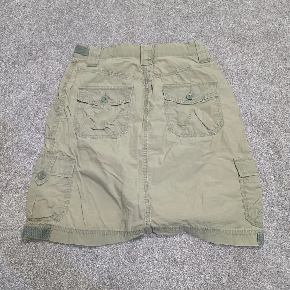 Y2K Gorpcore Indie Gap Surplus Women's Cargo Mini Skirt Sz 1 Olive Green Cotton
